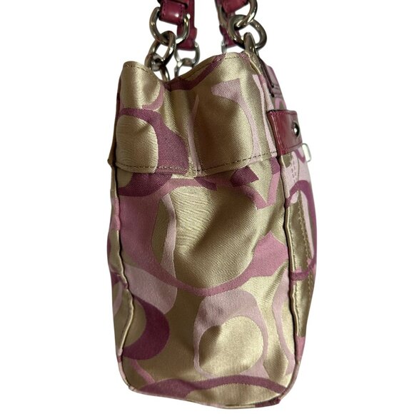 Coach OPTIC Signature C PENELOPE Shoulder Bag Mauve Pink Berry Turnlock F17140 - Picture 4 of 15